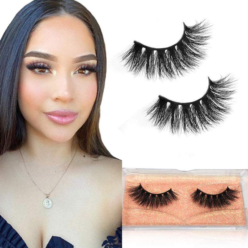 Real 3D Mink Lashes High Volume False Eyelashes Mink Strip 16mm Bushy Hand Made Strip Natural Fluffy Reusable Make Up Eyelashes For Women with Tweezers SWINGINGHAIR 1 pair SWINGINGHAIR Store