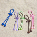 Pulleez Sliding Ponytail Holder, Set of 4 - Acrylic Charms - 2 Black/ 2 Brown/ Elastic Hair Tie & Set of 4 - Acrylic Charm - Lime/Sky/Pink/Lavender Elastic Hair Ties Pulleez