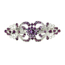Faship Gorgeous Purple Crystal Hearts And Floral Hair Barrette Faship