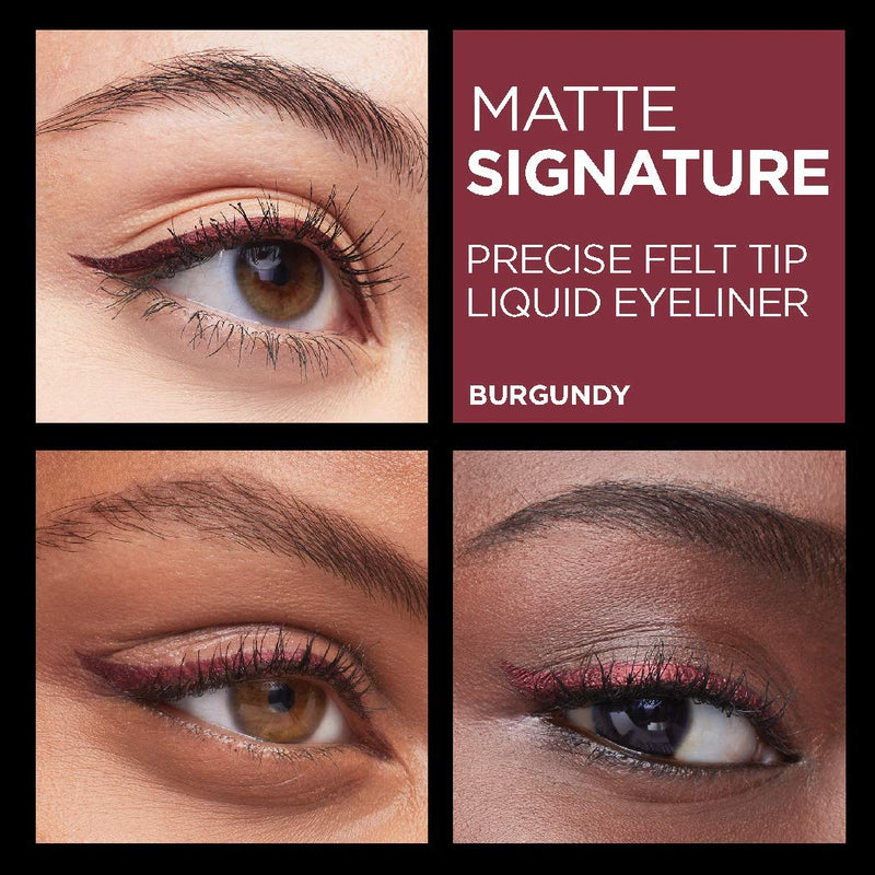 L'Oreal Paris Makeup Matte Signature Liquid Dip Eyeliner, Waterproof, Precise and Easy Application, All Day Wear, Vivid Matte Finish, Burgundy, 0.07 fl; Oz. L'Oreal Paris