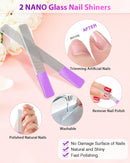 Glass Nail File and Nail Shiner, 4PC Crystal Nail File and Nano Glass Nail Buffer, Premium Set with Case, Professional Manicure Tool Fingernail Czech File for Natural Nail, Gift for Women and Girls HealPure