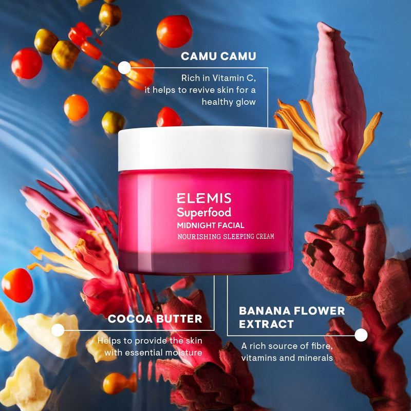 ELEMIS Superfood Midnight Facial, Moisturizer Face Cream, Hydrating Face Moisturizer for Dry Skin, Firming Facial Cream, Camu Camu & Vitamin C Cream Infinity Warehouse