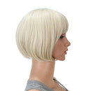 SWACC 10 Inch Short Straight Bob Wig with Bangs Synthetic Colorful Cosplay Daily Party Flapper Wig for Women and Kids with Wig Cap (Platinum Blonde) SWACC