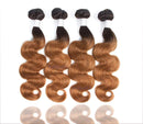 Sakula Brown Ombre Body Wave 100% Human Hair Bundles Brazilian Unprocessed Virgin Remy Hair Extensions with 1B/30 Color (16 16 16 16 inch) Sakula Store