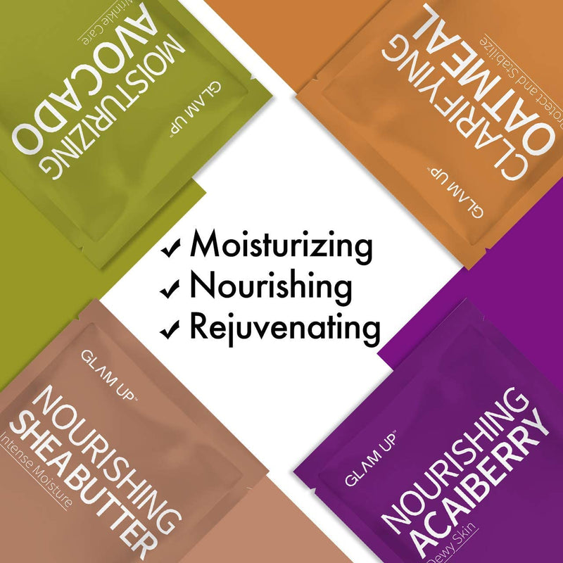 Sheet mask by Glam Up Facial Sheet Mask 12 Combo (Pack of 12) - Face Masks Skincare, Hydrating Face Masks, Moisturizing, Brightening and Soothing, Beauty Mask For All Skin Type GLAM UP