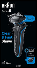 Braun Electric Shaver for Men, Series 5 5120s, Wet & Dry Shave, Turbo Shaving Mode, Foil Shaver, Engineered in Germany, with Beard Trimmer & Attachments, Blue Infinity Warehouse