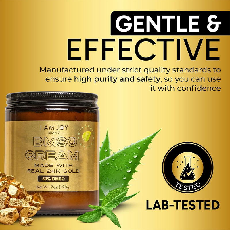 DMSO Cream with Real 24K Colloidal Gold | Promotes Mobility and Joint Comfort | 99.99% Pure Pharmaceutical Grade | Made with Aloe Vera Gel and Shea Butter | Peppermint Scent – 7oz Glass Jar Infinity Warehouse