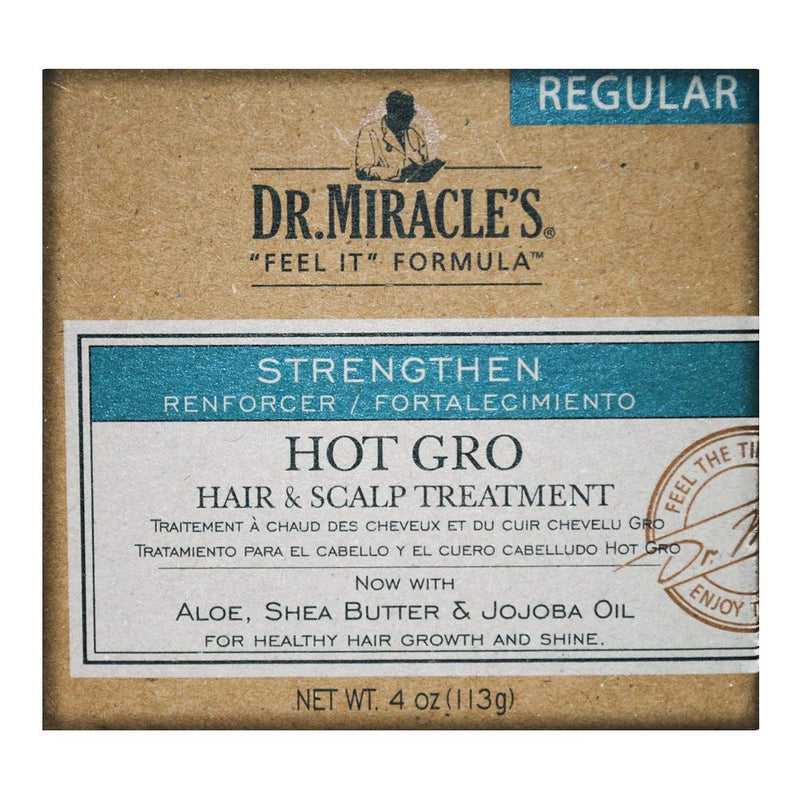 Dr. Miracle's Hot Gro Hair and Scalp Treatment - For Healthy Hair Growth & Shine, Contains Aloe, Shea Butter, & Jojoba Oil, Strengthens, Moisturizes & Conditions, 4 oz Dr. Miracle's