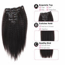 Sassina Kinkys Straight Clip in Hair Extensions Human Hair Double Wefts Unprocessed Virgin Hair Full Head Thick 7 Pieces with 17 Clips 120 Grams 14 inch Sassina Store