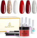 Beetles 6 Colors Dip Powder Nail Kit Starter, Candy Cane Dipping Powder Set Glitter Red Sparkle Colors Snow White Silver Nail Powder Valentine's Day Gifts kit with Base Top Coat Activator Brush Saver beetles Gel Polish