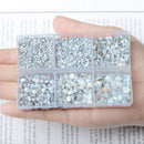 AD Beads 4300 Pieces Flat Back Nail Art Rhinestones Round Beads 6 Sizes (2-6.5mm) with Storage Organizer Box,Rhinestones Picking Pen for Nail Art Phone Decorations Crafts DIY (Opal White) AD Beads
