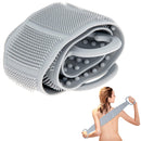 Silicone Bath Body Brush, Back Scrubber for Shower, Long Exfoliating Brush for Women, Easy to Clean, Improves Blood Circulation and Skin Health (Grey) Hunputa