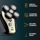 The FlexSeries Electric Head Hair Shaver - FREEDOM GROOMING - Ultimate Mens Cordless Rechargeable Wet/Dry Skull & Bald Head Waterproof Razor with Rotary Blades, Clippers, Nose Trimmer, Brush, Massager FREEDOM GROOMING