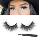 SWINGINGHAIR 3D Mink Lashes, False Eyelashes 18mm Mink Eyelashes Natural Look, Wispy Soft Real Mink Lashes for Women Makeup Handmade Strips Eyelashes with Tweezers 1 Pair K17 SWINGINGHAIR Store