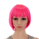 SWACC 10 Inch Short Straight Bob Wig with Bangs Synthetic Colorful Cosplay Daily Party Flapper Wig for Women and Kids with Wig Cap (Hot Pink) SWACC