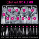 Clear Fake Coffin Nail Tips, Teenitor Long Acrylic Full Cover Nail Tip Press On Nails, 600pcs Ballerina False Nails Nail Glue, Files And Buffer Polisher Nail Brush and Clipper Set for Beginners Teenitor