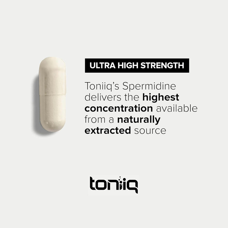 Toniiq Ultra Concentrated 500mg Spermidine Supplements for Men and Women - Non-Synthetic Spermidine Standardized to No Less Than 1% Spermidine - 5mg Spermidine per Serving Rice Germ Extract Infinity Warehouse