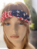 Remington American Flag Headband 3.5” Wide USA Hair Band Patriotic Twisted Headband Turban Style in Red White and Blue Stars & Stripes Remington