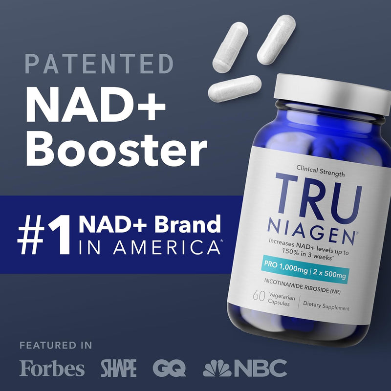 TRU NIAGEN PRO NAD+ Supplement for Anti Aging and Cell Regeneration, 2 x 500mg Patented Niagen, 30 Servings | Supports Cellular Energy | Nicotinamide Riboside (NR) Daily Supplements for Men and Women Infinity Warehouse