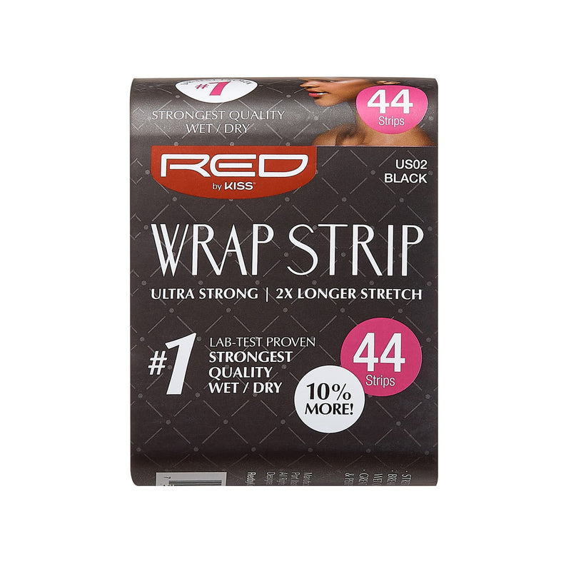 Red by Kiss Wrap Strip, Ultra Strong 2X Longer Stretch, 44 Strips, Black-3.5" (6 PACK) Red by Kiss