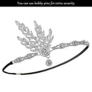BABEYOND Art Deco 1920's Flapper Great Gatsby Inspired Leaf Medallion Pearl Headpiece Headband Silver BABEYOND