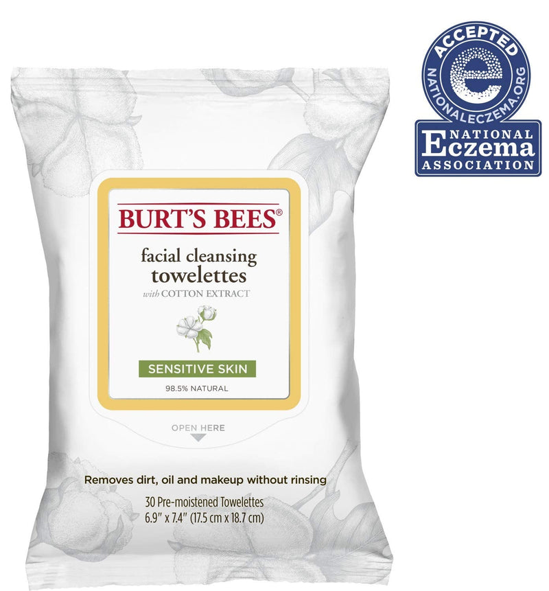 Burt's Bees Sensitive Facial Cleansing Towelettes with Cotton Extract for Sensitive Skin - 30 Count Burt's Bees Store