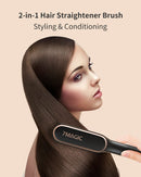 Hair Straightener Brush, Straightening Brush with 9 Temp Settings, 20s Fast Heating Hair Brush Straightener, 7MAGIC Brush Straightener with Anti-Scald & Auto-Off Safe for Women 7MAGIC