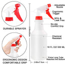 Empty Plastic Spray Bottles 16oz/500ml 2 Pack Professional Heavy Duty Reusable Water Spray Bottle with Adjustable Trigger Sprayer from Fine Mist to Stream for Hair Cleaning Solutions Gardening Plant Vioetry Store