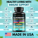 Elderberry Immune Support Supplement 8-in-1 Formula with Echinacea, Vitamin C & Zinc, Vitamin D 5000 IU, Turmeric, Ginger, Ashwagandha – 60 Capsules Infinity Warehouse