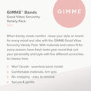 GIMME Good Vibes Scrunchy Pack, Secure Hair Ties. No-Slip or Snag. Variety Pack Denim, Corduroy, Faux Leather, Blush, and Velvet Scrunchies (5 Count) GIMME