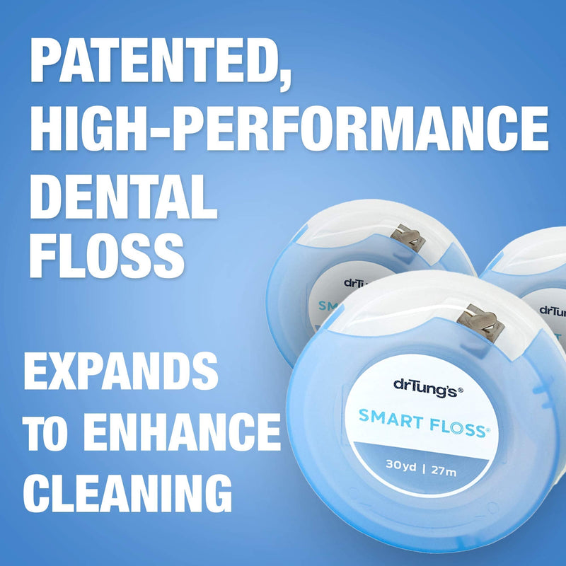 DrTung's Smart Floss - Natural Floss, PTFE & PFAS Free Floss, Gentle on Gums, Expands & Stretches, BPA Free Floss - Natural Dental Floss Cardamom Flavor (Pack of 6) drTung's