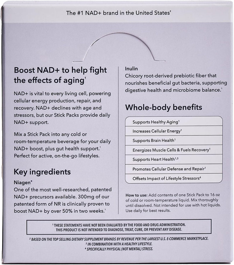 TRU NIAGEN NAD+ Booster with Hydration & Prebiotic Support Award-Winning Nicotinamide Riboside Mixing Powder for Cellular Energy, Repair & Healthy Aging - 30ct/300mg Stick Packs: On-The-Go Supplement Infinity Warehouse