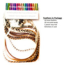 Premium Feather Hair Extension Kit, 100% Real Rooster Feathers, Long Natural Brown, and Black/White Grizzly Colors, 20 Loose Individual Hair Extensions, Salon Grade, Includes Beads and Loop Tool Feather Lily
