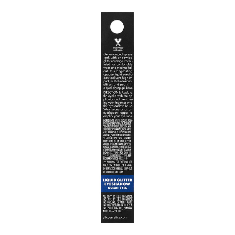 e.l.f., Liquid Glitter Eyeshadow, Long Lasting, Quick-Drying, Opaque, Gel-Based Formula, Creates High-Impact, Multi-Dimensional Eye Looks, Ocean Eyes, 0.10 Fl Oz e.l.f.