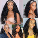 Headband Wig for Black Women Machine Made Human Hair Wigs Bob Deep Wave Human Hair Wigs 150% Density Brazilian Virgin Headband Short Headband Bob Wigs YISEA Store