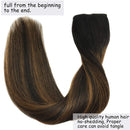 GOO GOO Human Hair Extensions Halo Hair Ombre Natural Black Mixed Chestnut Brown 16 Inch 80g Real Hair Extensions Flip in Natural Hidden Crown Hair Extensions with Transparent Fish Line GOO GOO Store