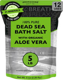 Aromasong Pure Dead Sea Salt for Soaking with 100% Natural Lavender, 5 LB - Spa Bath Salt Fine Grain - Body Wash Scrub - Soak for Women & Men- Bulk Resealable Pack (Packaging May Vary) Infinity Warehouse