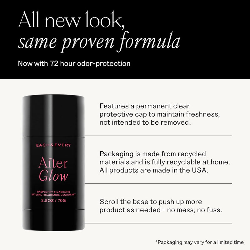 Each & Every Aluminum Free Deodorant for Women & Men - All Natural Deodorant for Sensitive Skin, EWG Verified - Clean, Baking Soda-Free, Plant-Based Fragrance, Raspberry & Mandarin, 2.5oz Infinity Warehouse