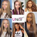 UNice Hair Silk Base Fake Scalp Ombre Highlight Middle Part Wigs for Black Women, Brazilian Straight Human Hair T-Part Lace Closure Wig Pre Plucked with Baby Hair 150% Density 18inch UNICE Store