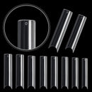 Extra Long C Curve Half Cover Nail Tips 100 Pcs, XXL Clear Long Straight Square Shape Nail Tips for Acrylic False Nails Previvo Traceless Nail Tips With Box,10 Sizes Previvo