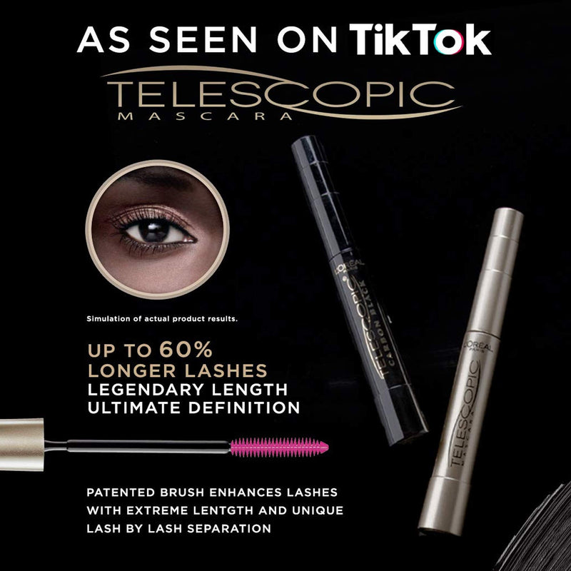 L'Oreal Paris Makeup Telescopic Original Lengthening Mascara, Carbon Black, 0.27 Fl Oz (Pack of 1) L'Oreal Paris