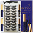 3D Magnetic Eyelashes with Eyeliner Kit - 7C SevenCrown Magnetic Lashes Natural Looking with Upgraded 4 Tubes of Liner Waterproof, Long Lasting,10 Pairs Reusable False Eyelashes Easy to Apply. Infinity Warehouse