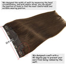 GOO GOO Halo Hair Extensions Human Hair Chocolate Brown Remy Hair Extensions Flip in Real Natural Hair Extensions Straight 20 Inch 100g Hidden Crown Wire Hair Extensions with Transparent Fish Line GOO GOO Store