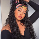 UNice Hair Headband Scarf Human Hair Wig Water Wave Human Hair Glueless Wig No plucking wigs for women Brazilian Virgin Hair Non Lace Front Wig 150% Density 14inch UNICE Store