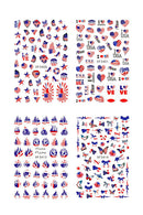 400+ Pieces 4th of July Nail Stickers, American Flag Patriotic Independence Day Nail Art Sticker False Nail Design Self-Adhesive Nail Decals Manicure Nail Tip Decoration for Fourth of July Conpru