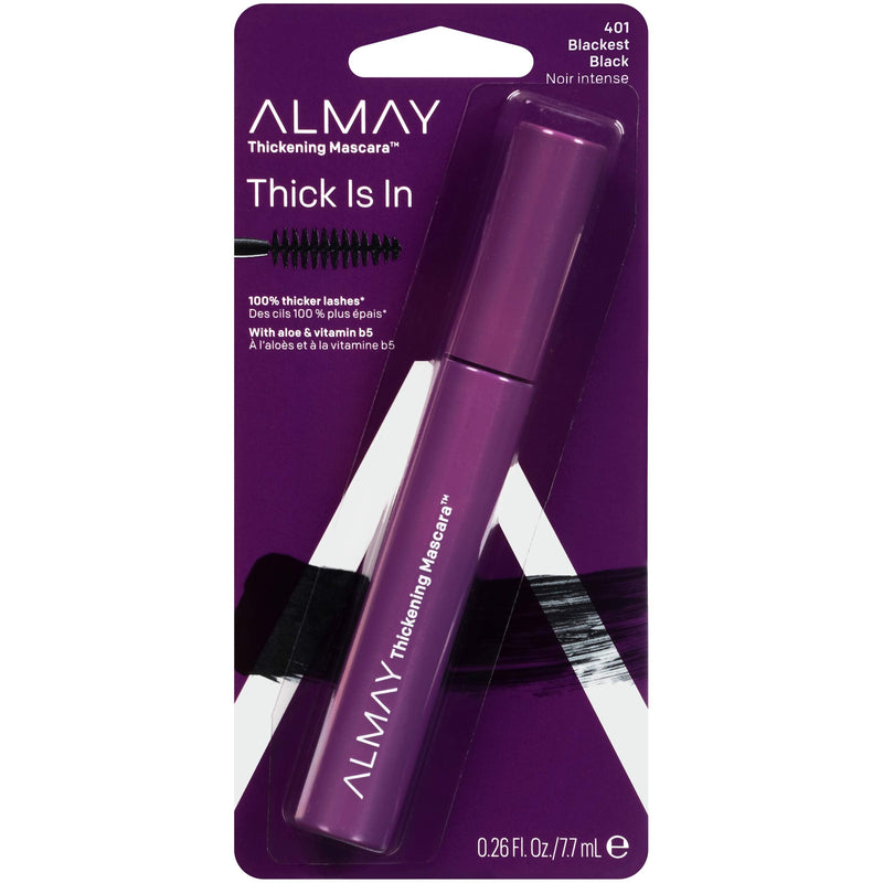 Almay Thickening Mascara with Aloe and Vitamin B5, Hypoallergenic, Cruelty Free, -Fragrance Free, Ophthalmologist Tested, 402 Black Almay