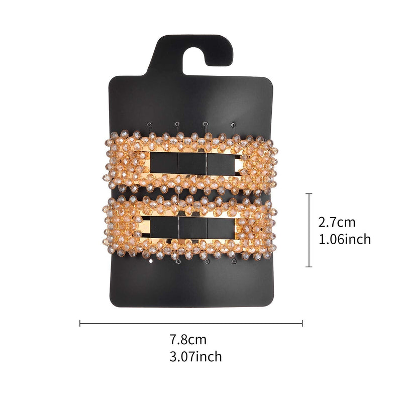 LUX ACCESSORIES Set of 2 Gold Rectangular Shape Barrettes with Transparent Bubbles Fashionable Hair Clips LUX ACCESSORIES