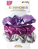 iscream Shiny Metallic Set of 3 Scrunchies - Pink, Purple and Silver iscream