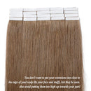 Benehair Human Hair Tape in Remy Hair Extensions Light Brown 12 inch Highlighted Seamless Invisible Skin Weft Tape ins Long Straight Hair 20pcs 50g Double Sided Tapes