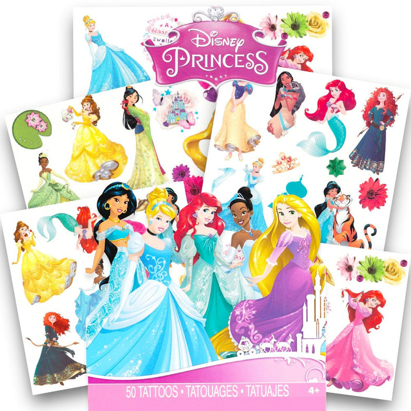 Disney Princess Tattoos - 50 Assorted Temporary Tattoos ~ Cinderella, Ariel, Belle, and More! Savvi
